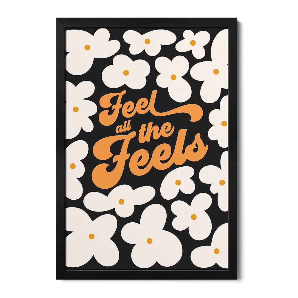 Feel All The Feels Retro Floral Premium Framed Poster by Dominique Vari
