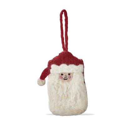 Santa Gift Card Holder Ornament - Red Multi Wool Christmas Tree Ornament, 4.78" H, Dust Clean