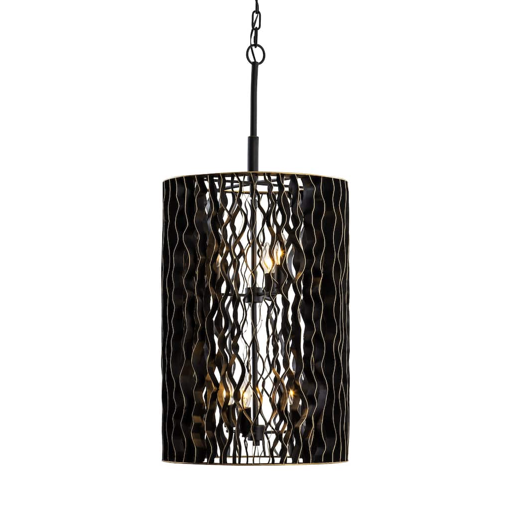 Varaluz Estela 6-Light Pendant - Matte Black/French Gold