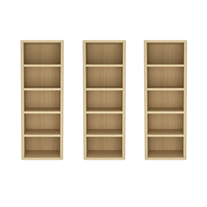 Manhattan Comfort Rivington Modern 28 Inch Open Bookcase - Natural Oak - Set of 3