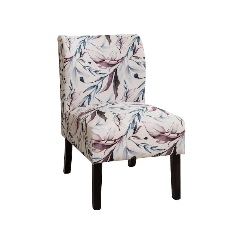 Print Fabric Armless Contemporary Accent Chair, Purple Floral, for Living Room