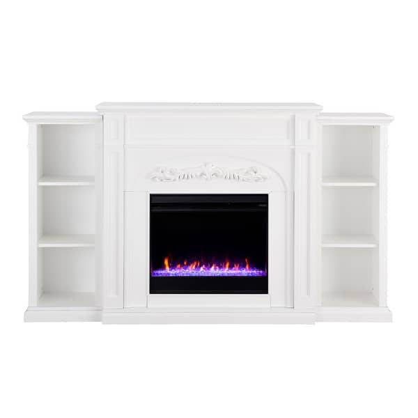 72 5 White Solid Electric Fireplace With Bookcase