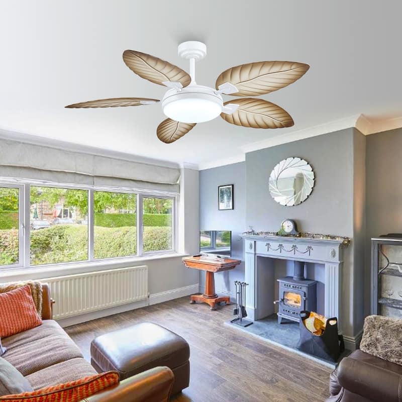 52" Waterproof Indoor and Outdoor Ceiling Fans with Lights, APP and Remote Control, Dimmable Farmhouse Ceiling Fan - 52 Inches