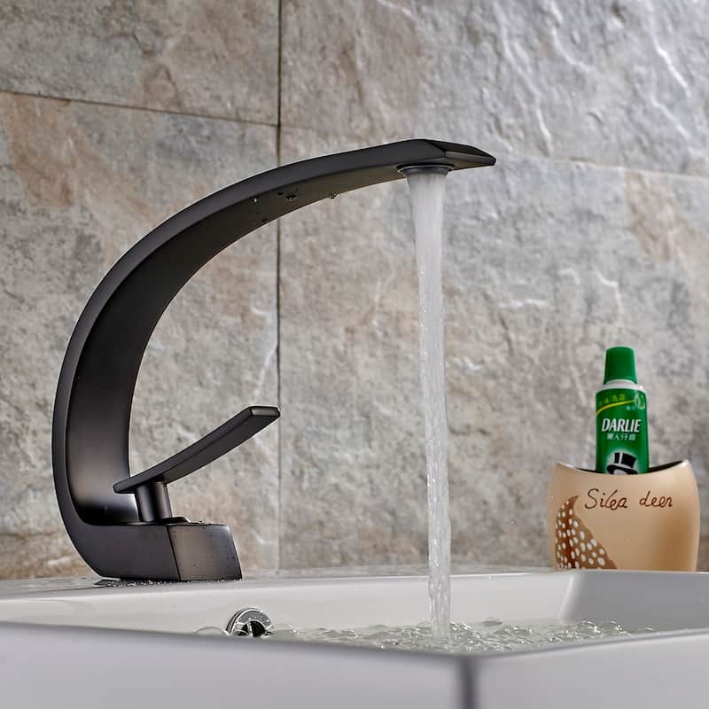 Black Bathroom Faucet, Brushed Black Faucet for Bathroom Sink, Black Single Hole Bathroom Faucet Modern Single Handle