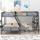 preview thumbnail 15 of 14, Black Metal Twin over Full Bunk Bed with a Twin Size Loft Bed attached, Built in a Desk