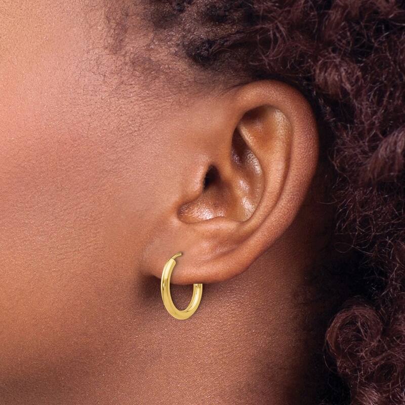 Curata 14k Yellow Gold 12x2mm Polished Round Endless Hoop Earrings