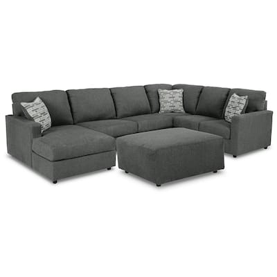 Signature Design by Ashley Edenfield Gray 3-Piece Sectional with Ottoman - 139" W x 89" D x 35" H