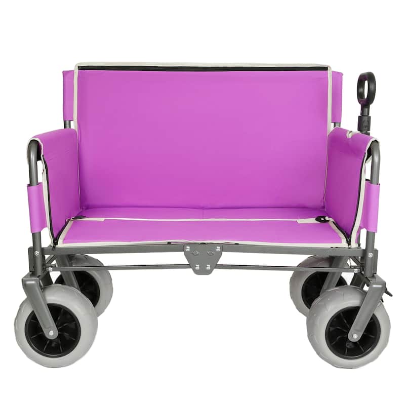All-in-One Folding Wagon with Seat & Storage