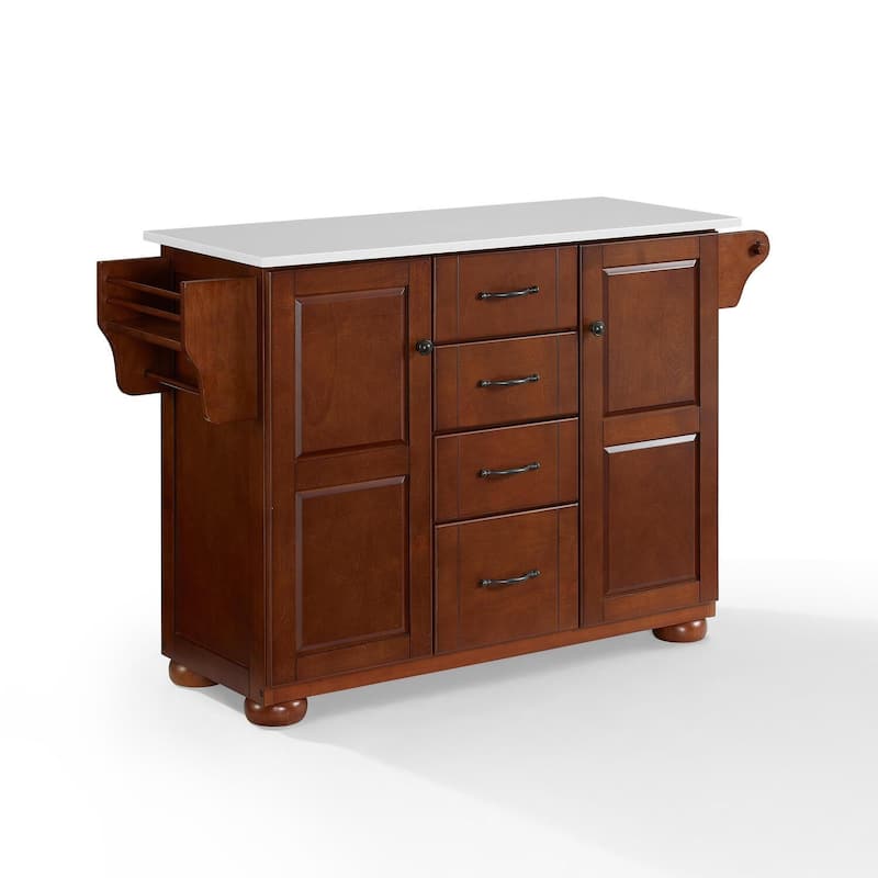 Kitchen Island Stone Top Portable Cart Storage Cabinet Modern Kitchen Furniture