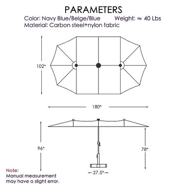 dimension image slide 1 of 3, Kozyard Butterfly 15' Outdoor Patio Double-Sided Aluminum Umbrella