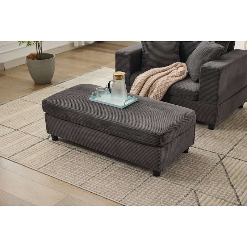 Chaise Lounge Chair with Removable Ottoman, Modern Accent Armchair Corduroy Sleeper Sofa Chair with Pillows for Living Room