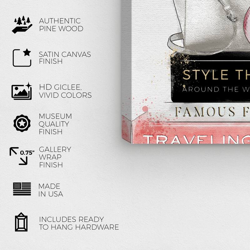 Wynwood Studio Fashion and Glam White Purse White Flowers and Essentials White and Glam Wall Art Canvas Print