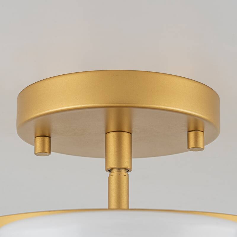 Modern Glam 3-Light Opal Glass Semi Flush Mount - Gold - 12.2-in W x 9.4-in H