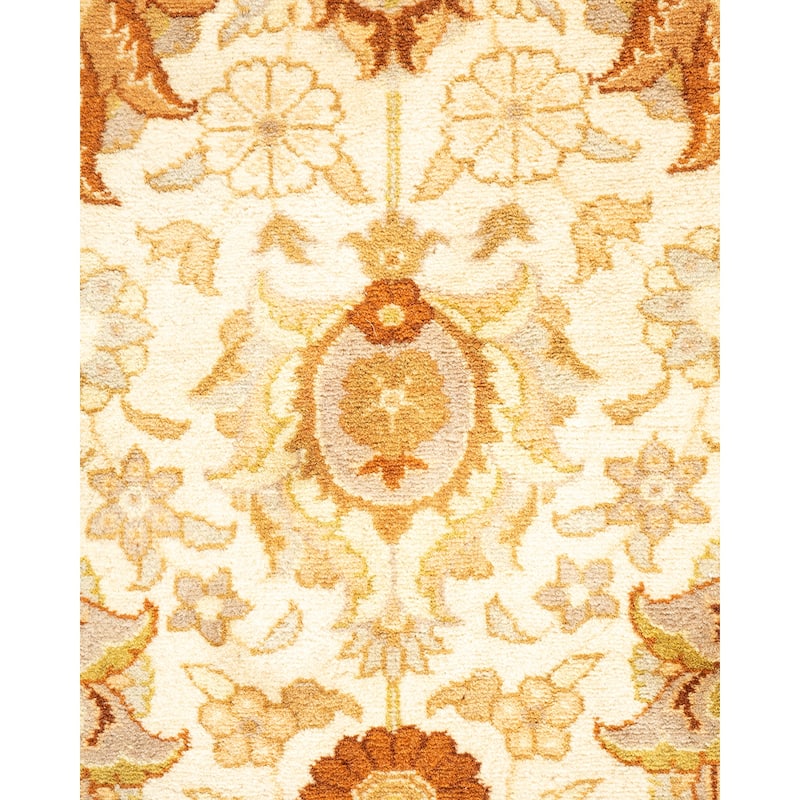 Overton Handknotted Wool Traditional Oriental Ivory Area Rug - 6' x 9'
