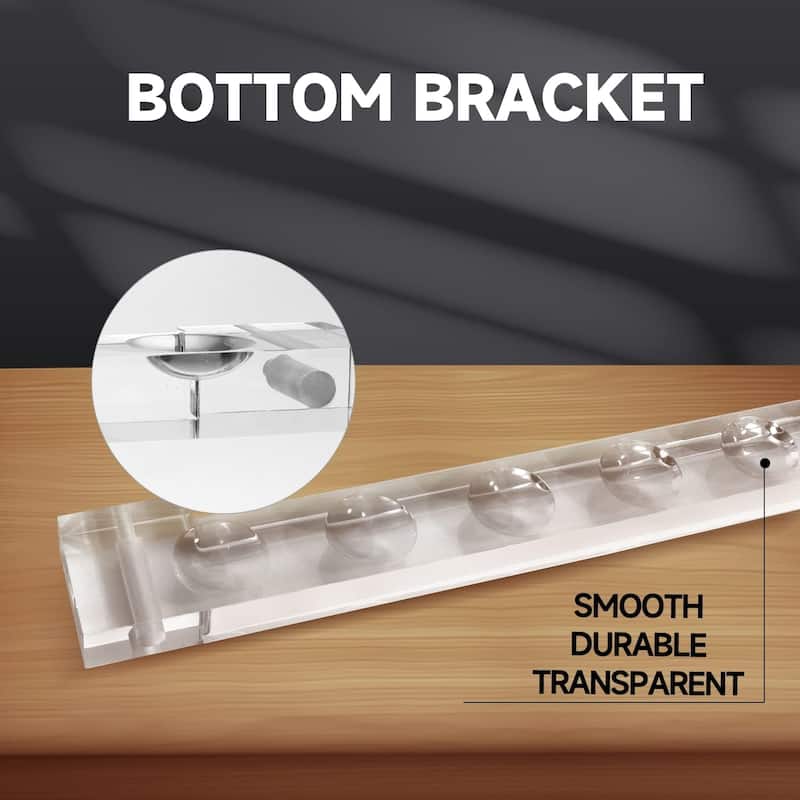 GSE™ 6-Pool Cue Clear Acrylic Wall Mounting Billiard Cue Rack, 2-Piece Hanging Wall Mounted Pool Cue Stick Holder - White