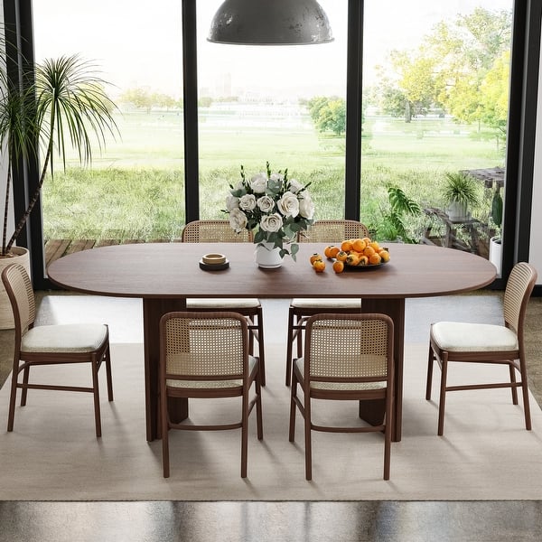 Nordic Style Solid Wood Oval Dining Table - Perfect for 6 People Gatherings 67'' - 67*34*30