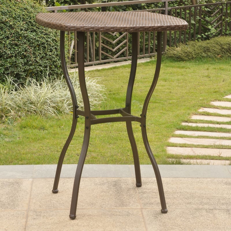 Valencia Resin Wicker/Steel Bar-height Patio Bistro Table - Brown