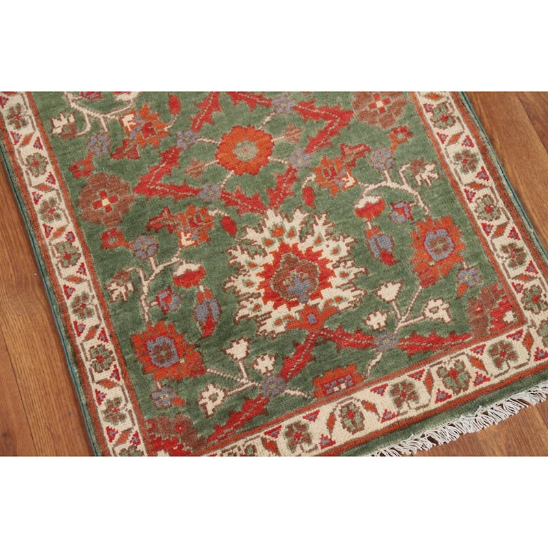 Green Floral Kazak Accent Rug Handmade Wool Carpet - 2'0" x 3'0"