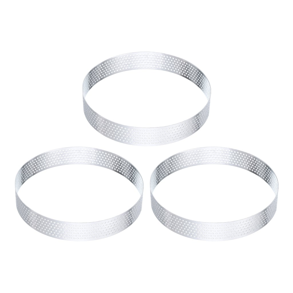 3Pcs Stainless Steel Cake Rings Round Perforated Baking Dessert Cake Ring