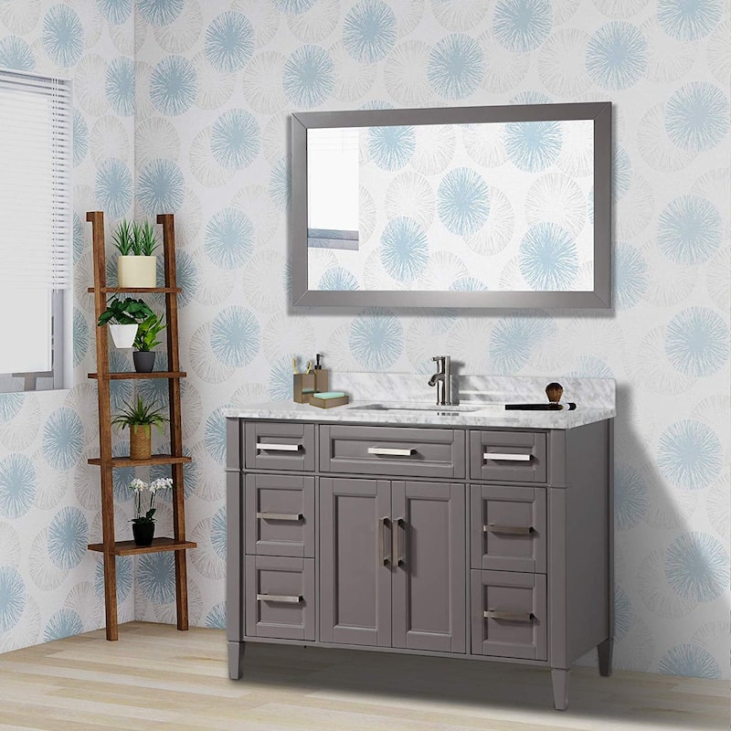 Vanity Art 48-Inch Bathroom Vanity Set with Carrara Marble Top