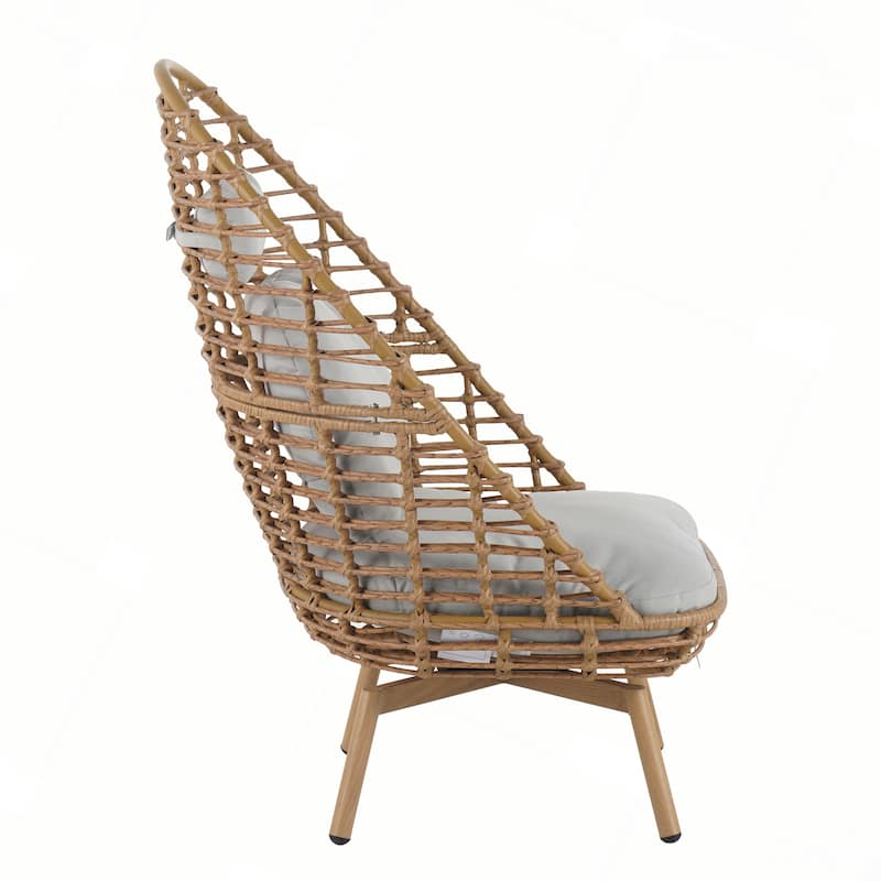 Outdoor Wicker High-back Swivel Lounge Chair