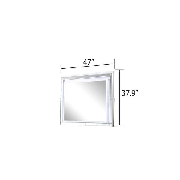 dimension image slide 17 of 26, Sterling 4PC/5PC Contemporary Bedroom Set with Mirror Accents and LED Enhancements