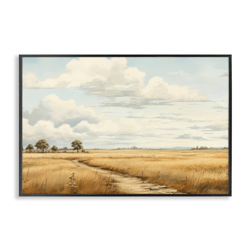 Stupell Path Through Vast Grassland Framed Giclee Art Design By LSR Creative Studio - 30 x 20 - Black