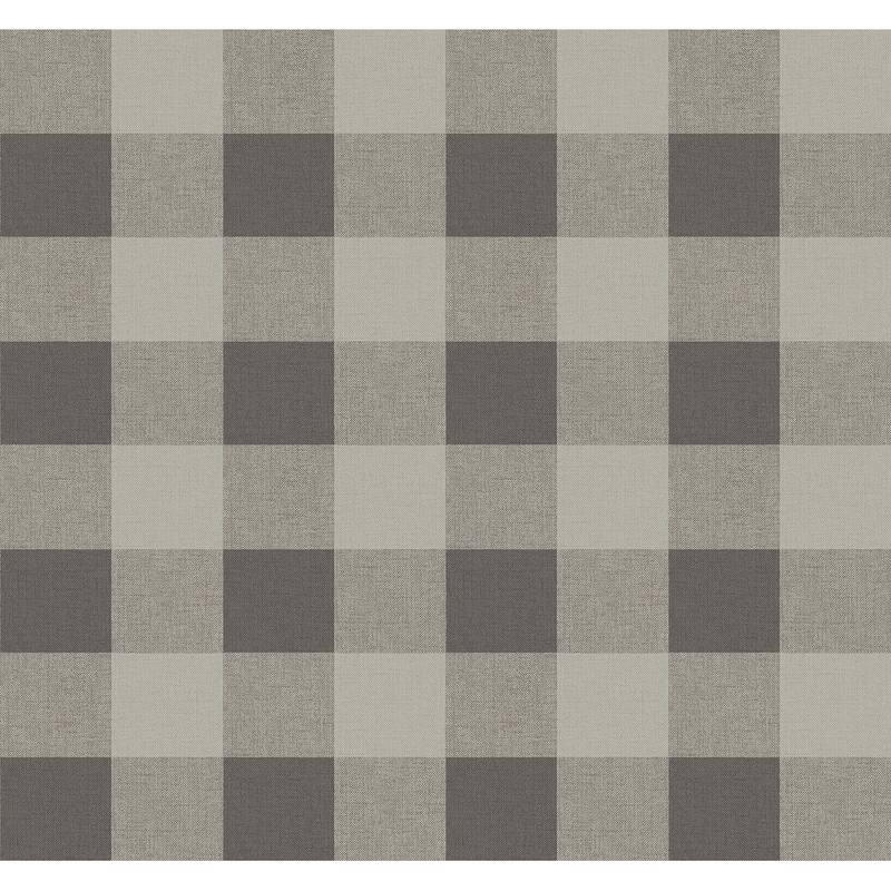 Seabrook Designs Beach House Picnic Plaid Unpasted Wallpaper - 27 in. W x 27 ft. L - Black Sands