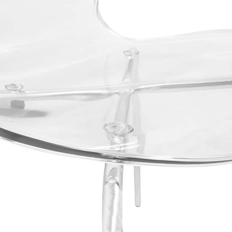 Stackable Plastic Dining Chair with Chrome Legs Set of 4 Transparent Accent Side Chair for Indoor and Outdoor