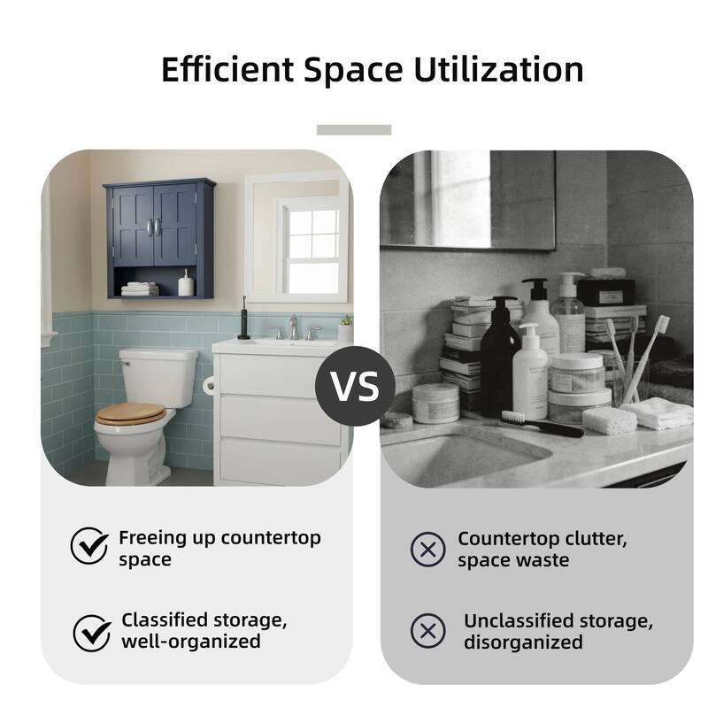 Bathroom Wall Storage Cabinet, Multi -functional Wall Mounted Cabinet with Adjustable Shelves, Medicine Cabinet