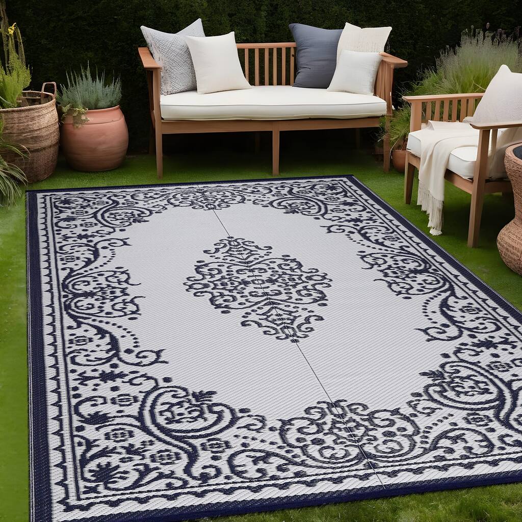 Beverly Rug Reversible Mats Plastic Outdoor Rug for Camping, Patio, Backyard, RV, Picnic, Deck