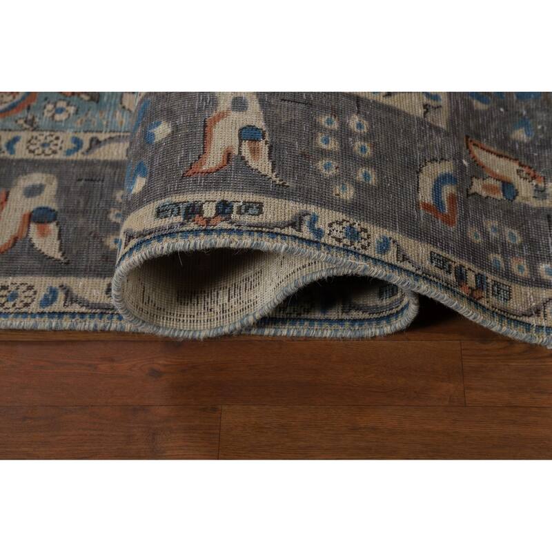 Traditional Tabriz Persian Area Rug Blue Hand-Knotted Wool Carpet - 6'5"x 9'4"