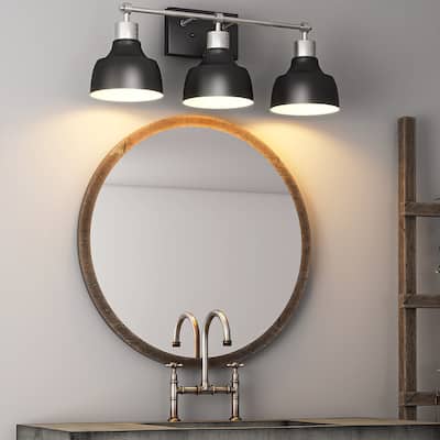 Bathroom Vanity Lights, Black Metal Wall Lamp Light Fixture with Bell Shade for Restroom Hallway