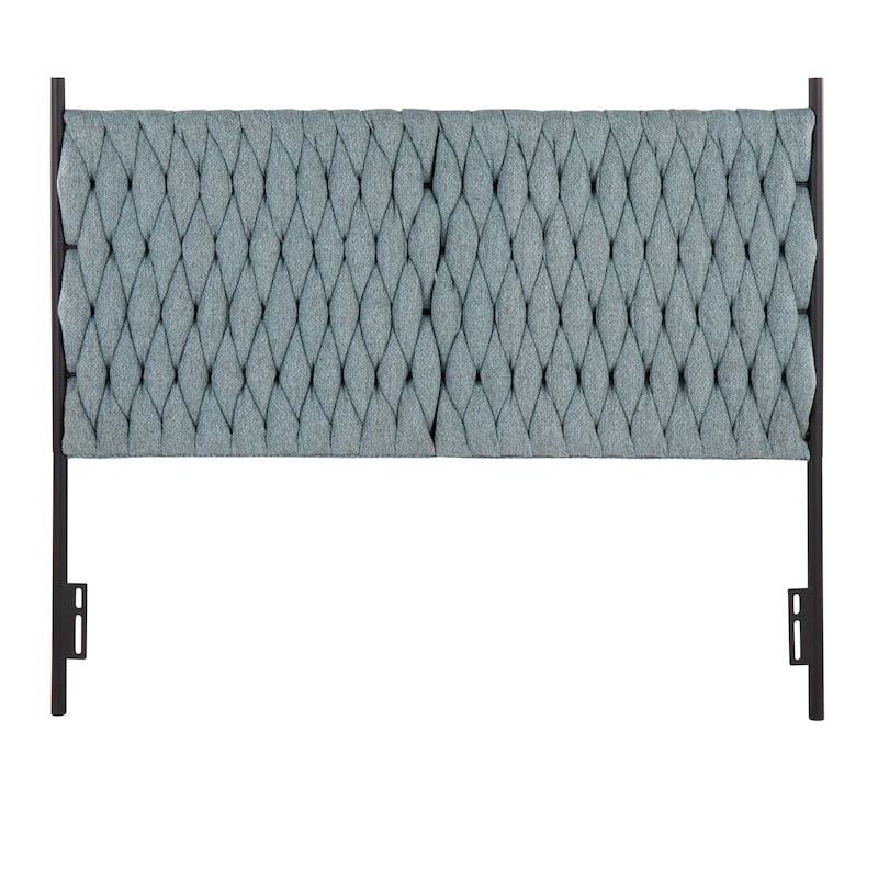 Silver Orchid Braided Matisse Queen Headboard - Blue Fabric