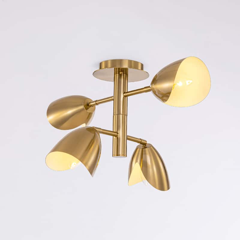 VidaLite Splay 4-Light Brass Flush Mount Ceiling Light with Adjustable Light Heads - 10.63" x 22.1"