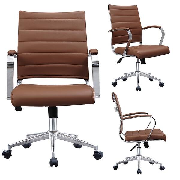 Shop 2xhome Office Chairs Mid Back Ribbed Pu Leather White