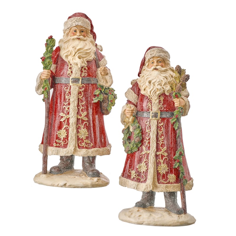14" Resin Antique Santa Set