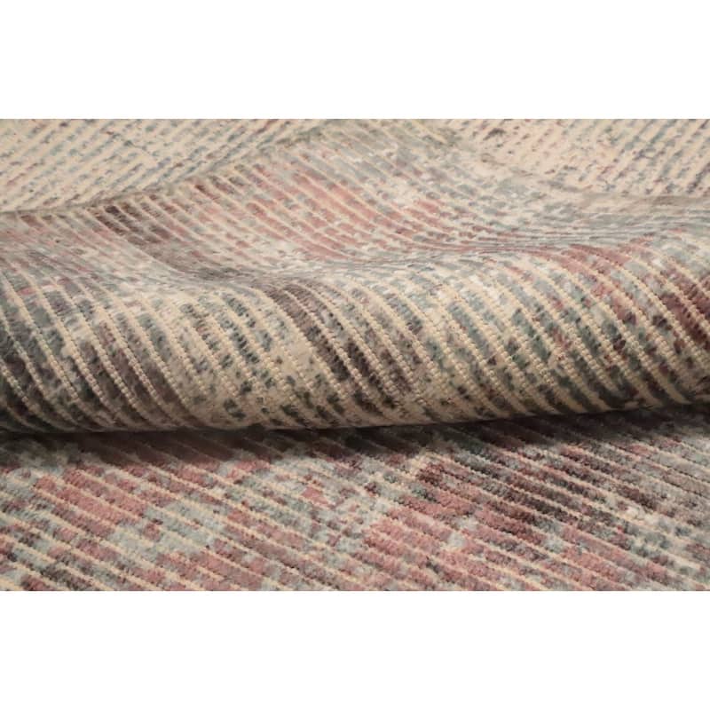 Hand Knotted Oriental Viscose Silk Carpet Modern Abstract Multi-Colored Abstract Area Rug - 7' 6'' X 5' 5''