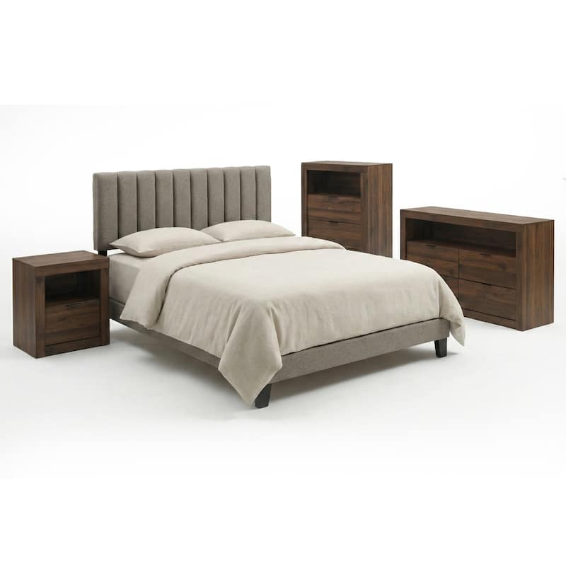 Furniture of America Merro Modern 4-Piece Solid Wood Bedroom Set
