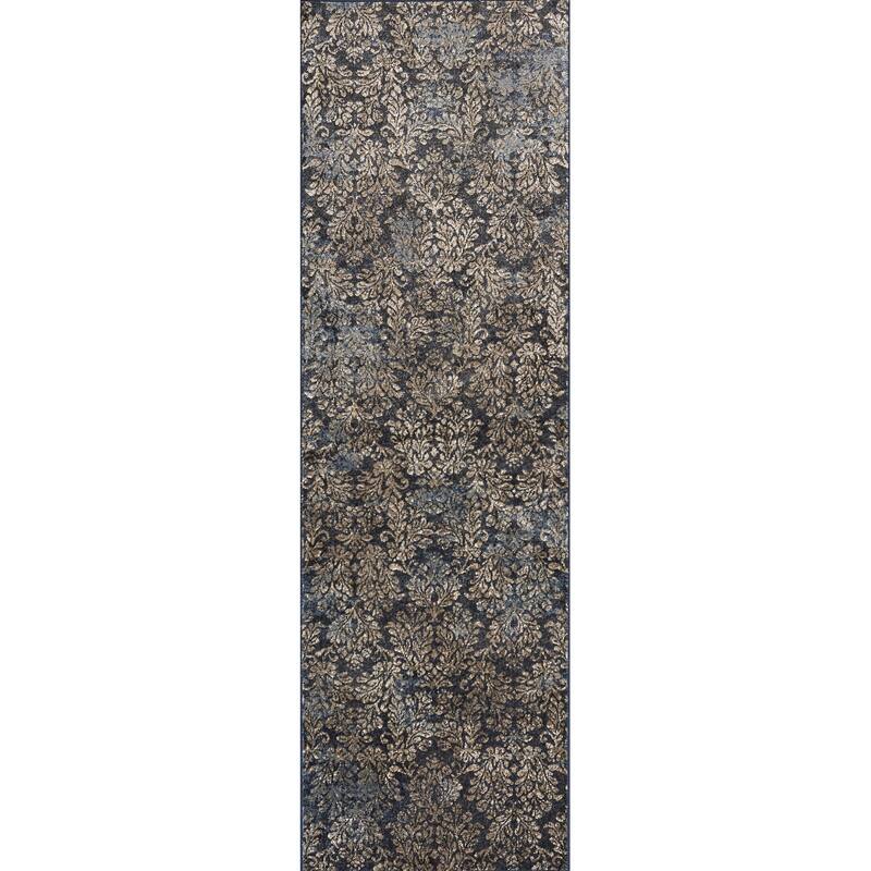 Domani Adaline Vintage Damask Area Rug - 2'2"X 6'11" Runner - Dark Blue