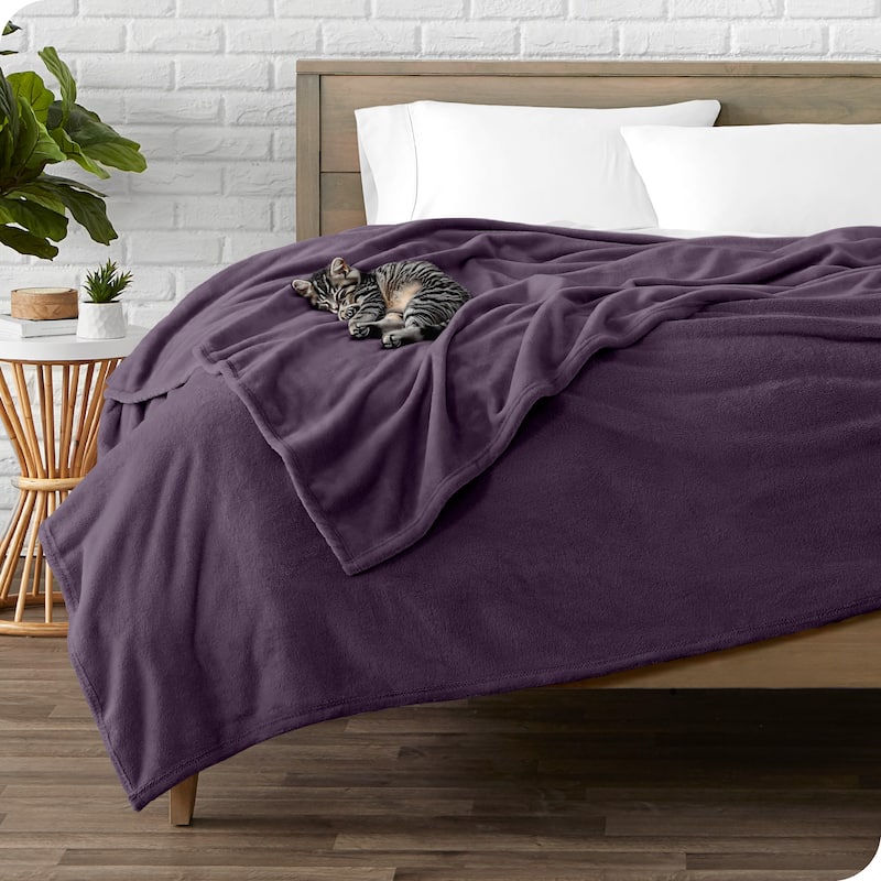 Bare Home Microplush Fleece Blanket - Ultra-Soft - Cozy Fuzzy Warm - Twin - Twin XL - Eggplant