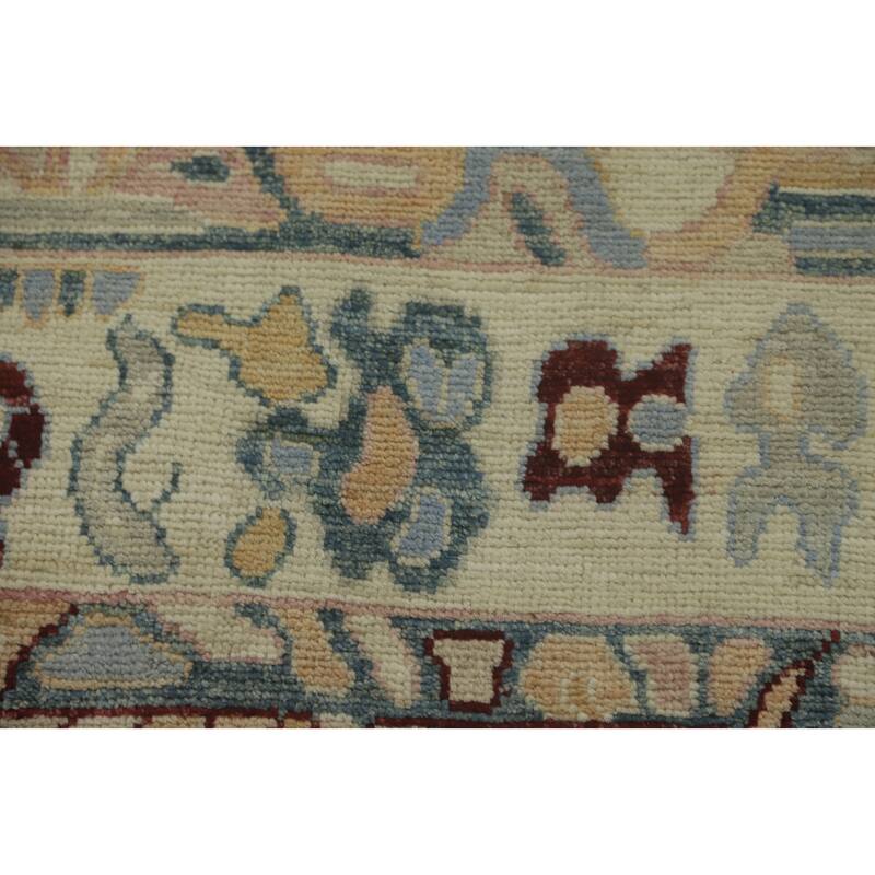 Vegetable Dye Wool Oushak Turkish Area Rug, Medallion Geometric Carpet - 11' 9'' X 9' 0''