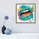 preview thumbnail 13 of 13, iCanvas "Lips Open Teal" by NUWARHOL Framed