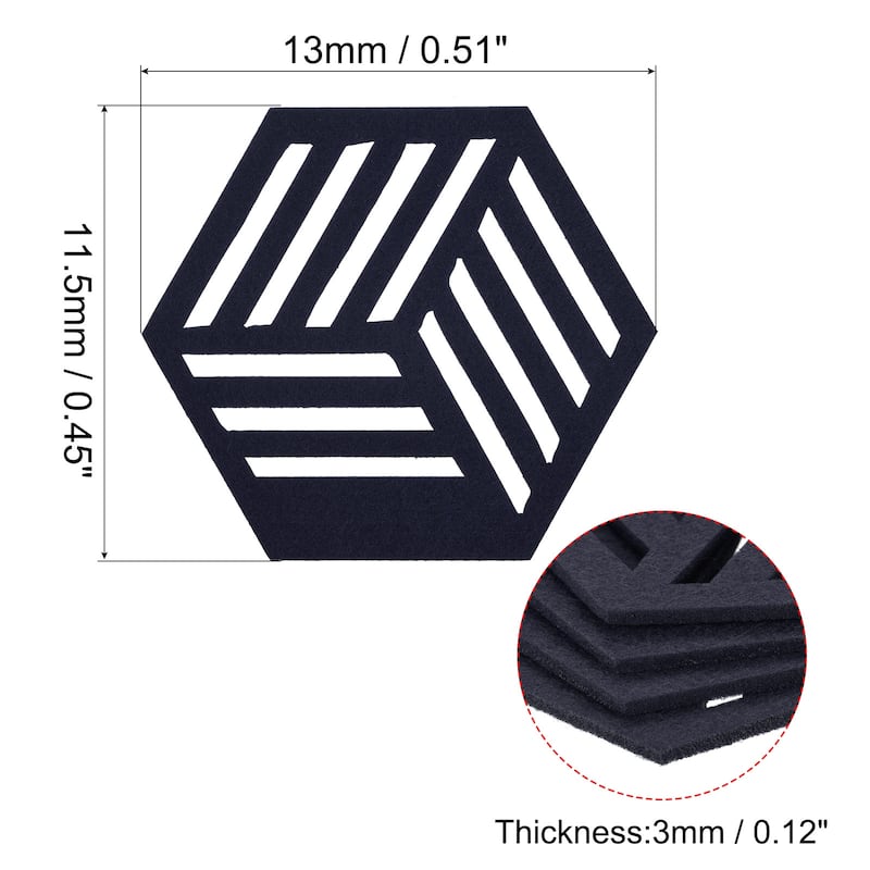 Felt Coasters, Hexagon Mat Pad Coaster for Drink Cup Pot Bowl Vase - Dark Blue