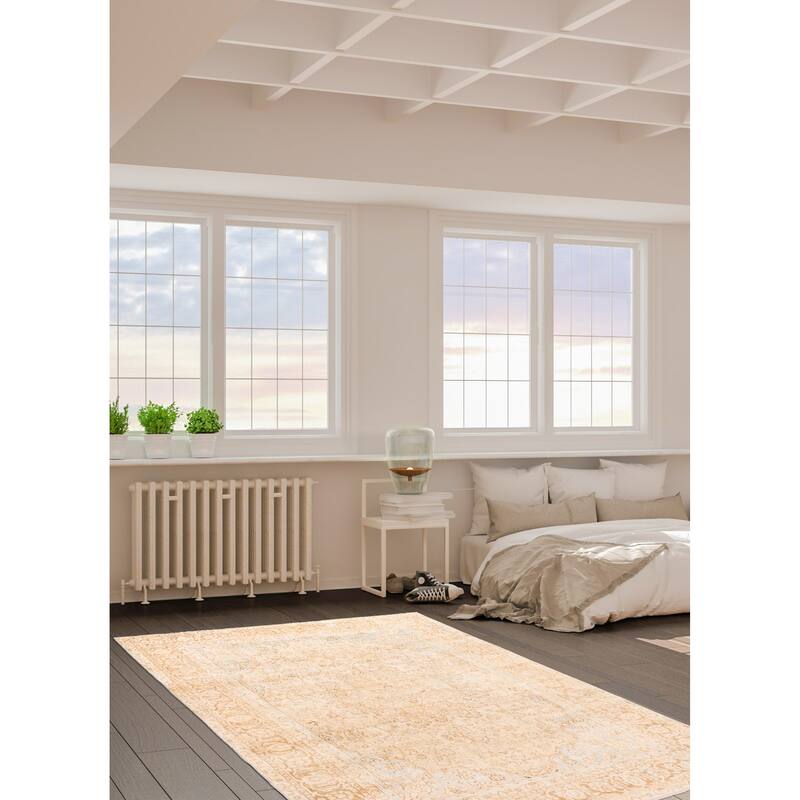 ECARPETGALLERY Hand-knotted Antalya Vintage Beige Wool Rug - 7'7 x 11'0