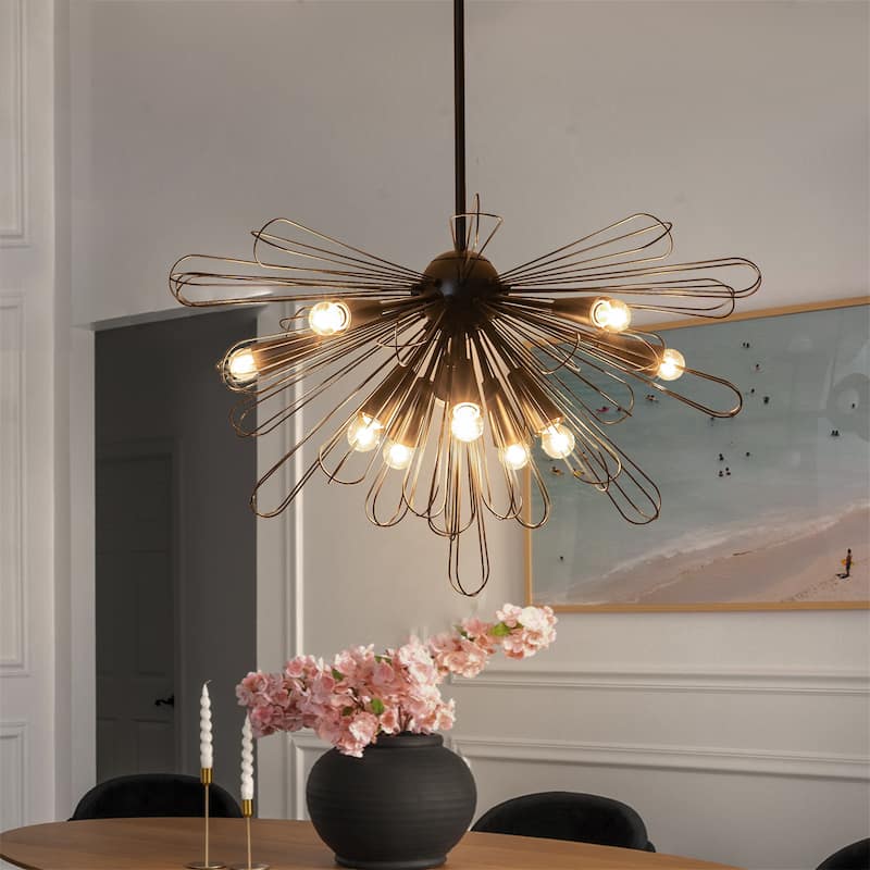 OYIPRO 10-Light 34" W Contemporary Large Geometric Sputnik Sphere Chandelier