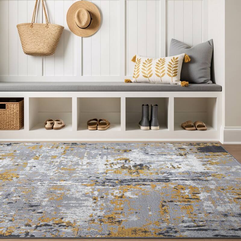 World Rug Gallery Distressed Modern Abstract Area Rug