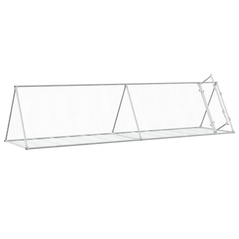 vidaXL Rabbit Hutch Animal Enclosure Bunny House Silver Galvanized Steel