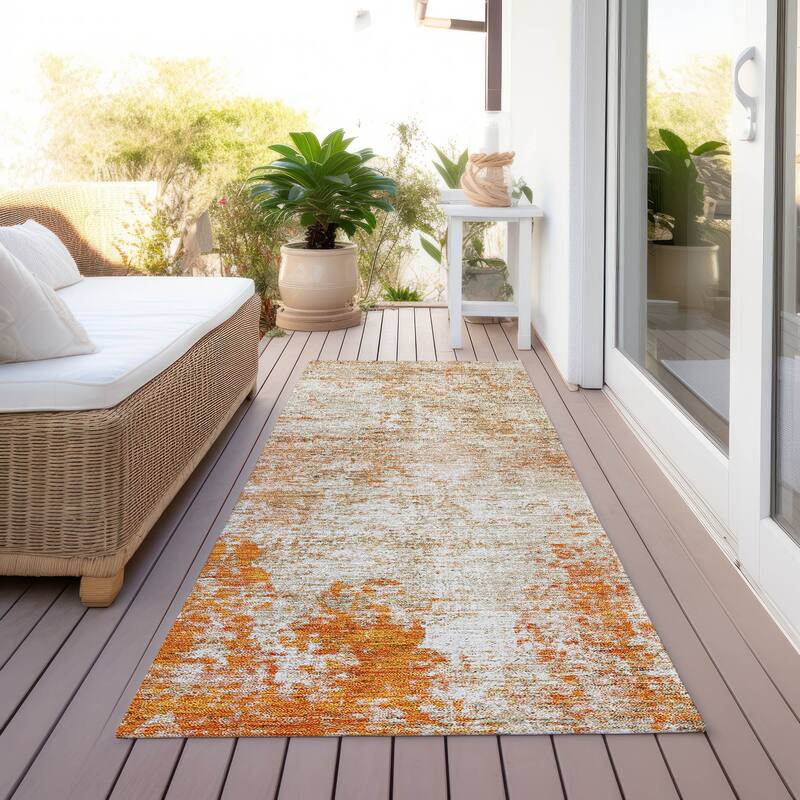 Machine Washable Indoor/ Outdoor Chantille Rug - Orange - 2'3" x 7'6"