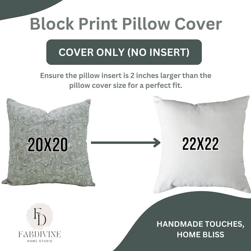 Fabdivine 12x20 Handmade Pure Linen Cushion Cover Floral Mustard Ideal for Sofa, Floral Block Print, Accent Décor, Bagru Buti